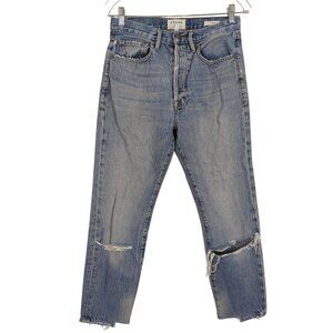 Frame Le Original Distressed High Rise Straight‎ Leg Button fly Jeans Size 27